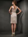 Sheath/Column Regal Square Sleeveless Short/Mini Satin Mother of the Bride Dress With Beading