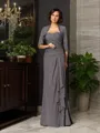Sheath/Column Sweetheart Sleeveless Sweep Train Chic Chiffon Mother of the Bride Dress With Beading