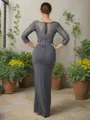 Sheath/Column V-Neck 3/4 Sleeves Floor-Length Jersey Flattering Mother of the Bride Dress