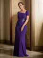 Sheath/Column Square Chic Short Sleeves Floor-Length Jersey Mother of the Bride Dresses