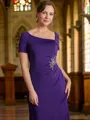 Sheath/Column Square Chic Short Sleeves Floor-Length Jersey Mother of the Bride Dresses