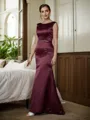 Sheath/Column Scoop Timeless Sleeveless Sweep Train Satin Mother of the Bride Dresses