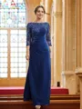 Sheath/Column Bateau Elegant 3/4 Sleeves Floor-Length Chiffon Mother of the Bride Dresses
