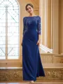 Sheath/Column Bateau Elegant 3/4 Sleeves Floor-Length Chiffon Mother of the Bride Dresses