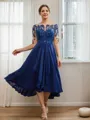 A-line Bateau Chic 1/2 Sleeves Tea-Length Chiffon Mother of the Bride Dresses