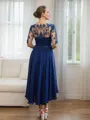 A-line Bateau Chic 1/2 Sleeves Tea-Length Chiffon Mother of the Bride Dresses