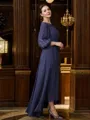 A-line Bateau Flattering 3/4 Sleeves Asymmetrical Chiffon Mother of the Bride Dresses
