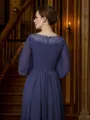 A-line Bateau Flattering 3/4 Sleeves Asymmetrical Chiffon Mother of the Bride Dresses