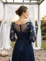 A-line V-Neck Glamorous 3/4 Sleeves Floor-Length Chiffon Mother of the Bride Dresses