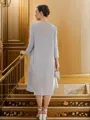Sheath/Column Bateau Radiant 3/4 Sleeves Short/Mini Chiffon Mother of the Bride Dresses
