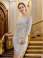 Sheath/Column Bateau Radiant 3/4 Sleeves Short/Mini Chiffon Mother of the Bride Dresses