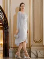 Sheath/Column Bateau Radiant 3/4 Sleeves Short/Mini Chiffon Mother of the Bride Dresses