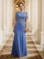Sheath/Column Bateau Impeccable Short Sleeves Floor-Length Chiffon Mother of the Bride Dresses