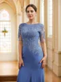 Sheath/Column Bateau Impeccable Short Sleeves Floor-Length Chiffon Mother of the Bride Dresses