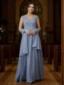 A-line V-Neck Modest Sleeveless Floor-Length Chiffon Mother of the Bride Dresses