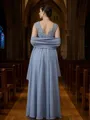A-line V-Neck Modest Sleeveless Floor-Length Chiffon Mother of the Bride Dresses