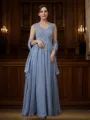 A-line V-Neck Modest Sleeveless Floor-Length Chiffon Mother of the Bride Dresses