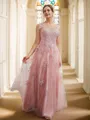 A-line V-Neck Rhythmic Sleeveless Floor-Length Tulle Mother of the Bride Dresses