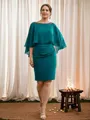 Sheath/Column Bateau Sophisticated 3/4 Sleeves Knee-Length Chiffon Mother of the Bride Dresses