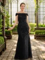Sheath/Column Off-the-Shoulder Regal Sleeveless Floor-Length Tulle Mother of the Bride Dresses