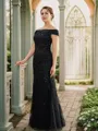 Sheath/Column Off-the-Shoulder Regal Sleeveless Floor-Length Tulle Mother of the Bride Dresses