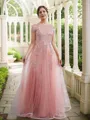 A-line Bateau Radiant Short Sleeves Floor-Length Tulle Mother of the Bride Dresses