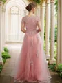 A-line Bateau Radiant Short Sleeves Floor-Length Tulle Mother of the Bride Dresses