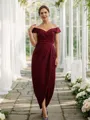Sheath/Column Off-the-Shoulder Gracious Sleeveless Floor-Length Stretch Crepe Mother of the Bride Dresses