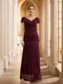 Sheath/Column V-Neck Stunning Short Sleeves Floor-Length Lace Mother of the Bride Dresses
