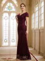 Sheath/Column V-Neck Stunning Short Sleeves Floor-Length Lace Mother of the Bride Dresses