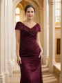 Sheath/Column V-Neck Stunning Short Sleeves Floor-Length Lace Mother of the Bride Dresses