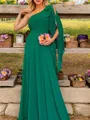 A-line Timeless One-ShoulderChiffon Floor-Length Mother of the Bride Dress with Pleated
