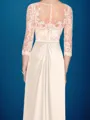 Sophisticated Sheath/Column Bateau 3/4 Sleeves Chiffon Floor-Length Mother of the Bride Dress With Applique