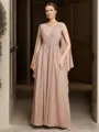 Glamorous A-line V-neck Sleeveless Chiffon Floor-Length Mother of the Bride Dress With Applique