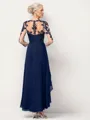 Tasteful A-line Illusion 3/4 Sleeves Chiffon Asymmetrical Mother of the Bride Dress With Ruffles