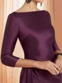Classy Sheath/Column Scoop 3/4 Sleeves Satin Tea-Length Mother of the Bride Dress With Ruched