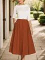 A-Line Timeless Scoop 1/2 Sleeves Satin Tea-Length Mother of the Bride Dress