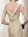 Sheath/Column Radiant Scoop 1/2 Sleeves Satin Knee-Length Mother of the Bride Dress With Appliques Lace