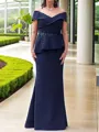 Stunning Sheath/Column Off-the-Shoulder Stretch Crepe Floor-Length Mother of the Bride Dress With Appliques Lace
