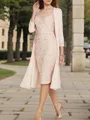 Sheath/Column Tasteful Scoop 3/4 Sleeves Tulle Tea-Length Mother of the Bride Dress With Appliques Lace