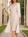 Sheath/Column Tasteful Scoop 3/4 Sleeves Tulle Tea-Length Mother of the Bride Dress With Appliques Lace