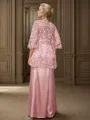 Sheath/Column Regal Scoop 3/4 Sleeves Silk like Satin Floor-Length Mother of the Bride Dress With Applique