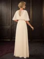 Gorgeous A-line V-neck 1/2 Sleeves Chiffon Floor-Length Mother of the Bride Dress With Pleated