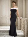 Sheath/Column Noble Off-the-Shoulder Sleeveless Stretch Crepe Floor-Length Mother of the Bride Dress