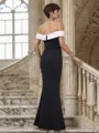 Sheath/Column Noble Off-the-Shoulder Sleeveless Stretch Crepe Floor-Length Mother of the Bride Dress