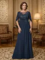Tasteful A-line Scoop Chiffon Floor-Length Mother of the Bride Dress With Applique