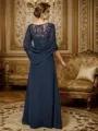 Tasteful A-line Scoop Chiffon Floor-Length Mother of the Bride Dress With Applique