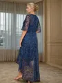 Classy A-line Scoop 1/2 Sleeves Lace Asymmetrical Mother of the Bride Dress
