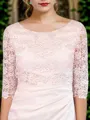Classy Sheath Scoop 3/4 Sleeves Lace Knee-Length Appliques Satin Mother of the Bride Dress
