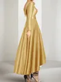 Perfect A-line Bateau Long Sleeves Ruffles Asymmetrical Satin Mother of the Bride Dress